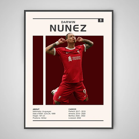 Cuadro Fútbol Darwin Núñez Uruguay Liverpool Delantero