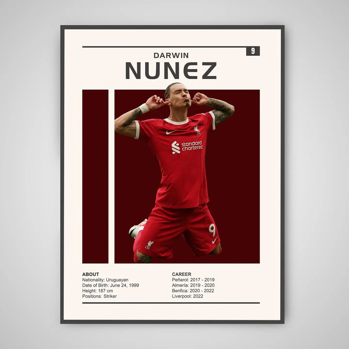 Cuadro Fútbol Darwin Núñez Uruguay Liverpool Delantero 1