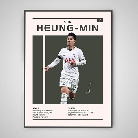 Cuadro Fútbol Son Heung-Min Tottenham Hotspur Corea Estrella