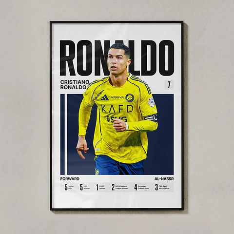 Cuadro Fútbol Cristiano Ronaldo CR7 Al Nassr Riad Arabia Saudita Decoración