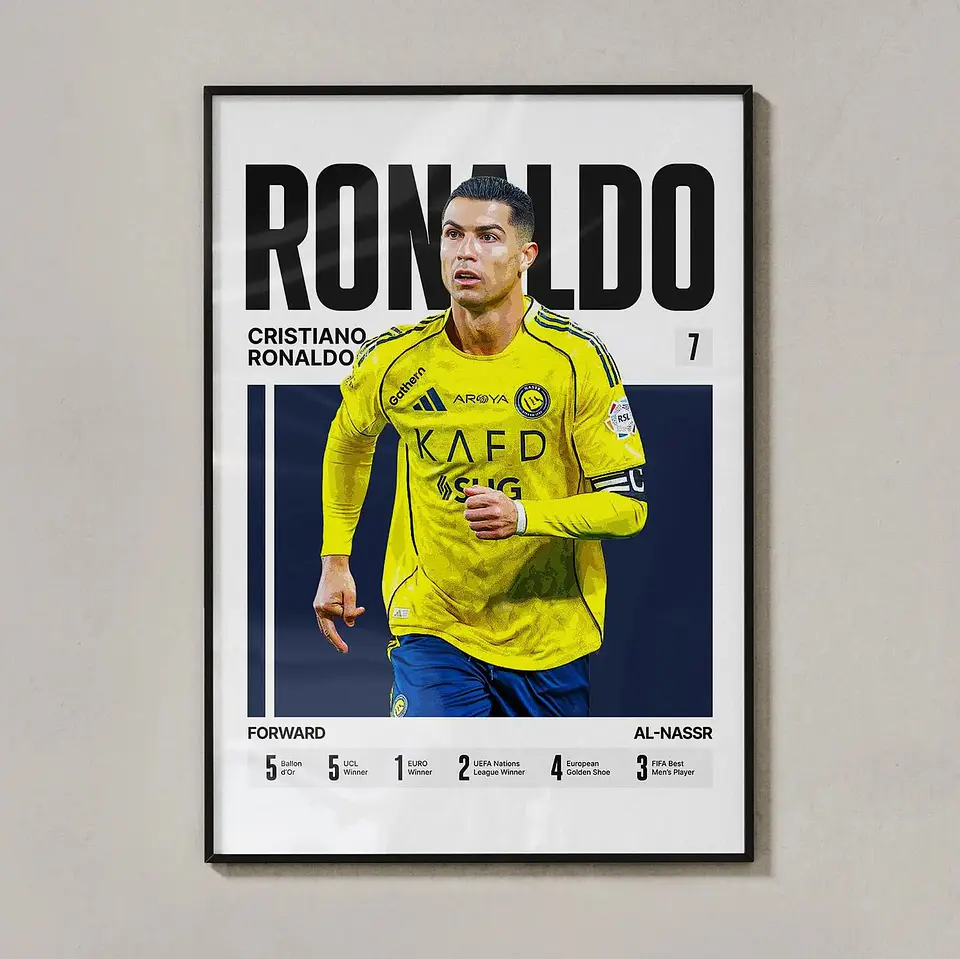 Cuadro Fútbol Cristiano Ronaldo CR7 Al Nassr Riad Arabia Saudita Decoración 1