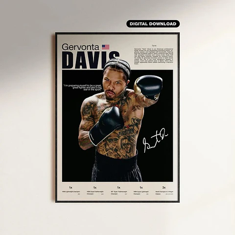 Cuadro Cuadros Leyendas Boxeo Gervonta Davis Boxeador Color + Marco