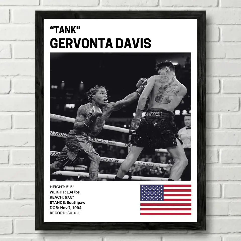 Cuadro Cuadros Leyendas Boxeo Gervonta Davis Boxeador Ryan Garcia + Marco 1