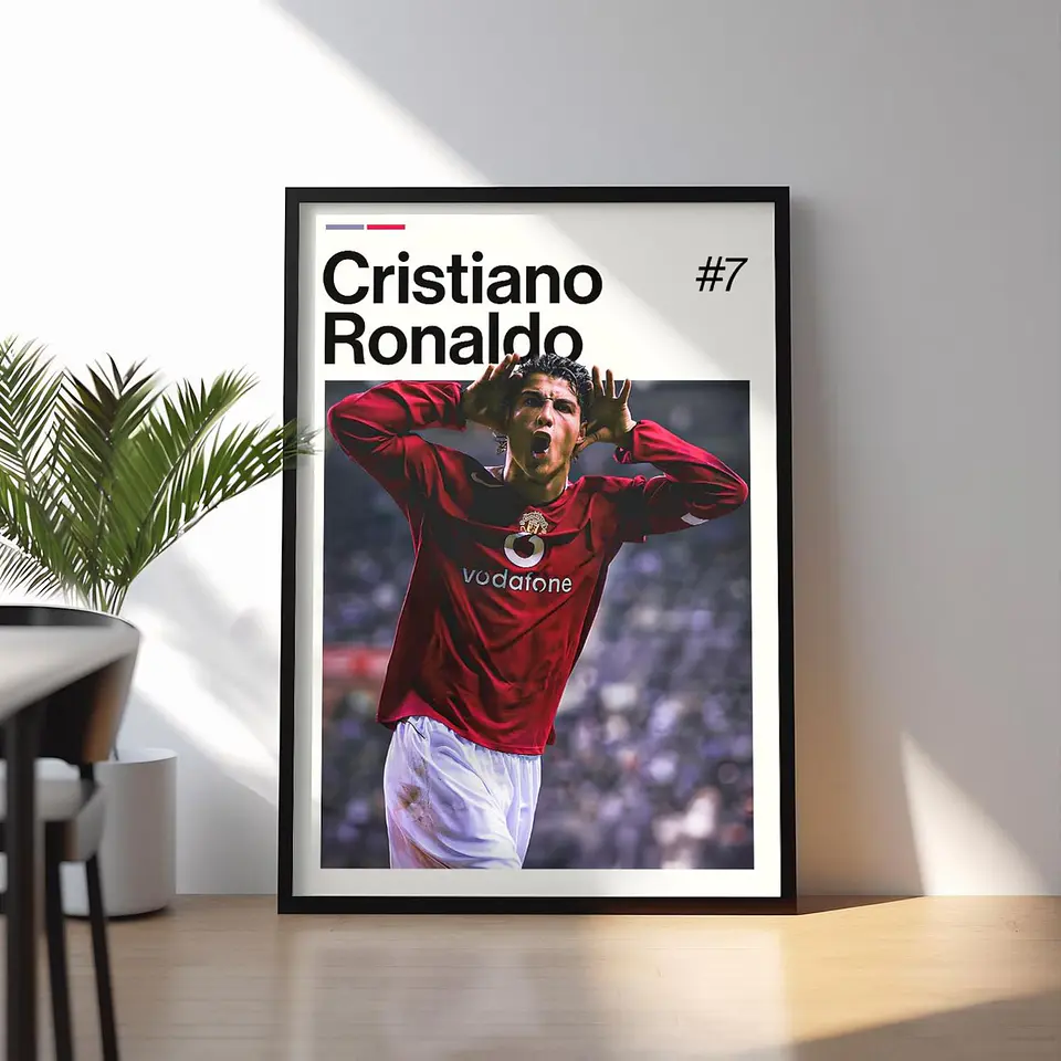 Cuadro Fútbol Cristiano Ronaldo CR7 Aura Leyenda Decoración Deportiva Marco 1