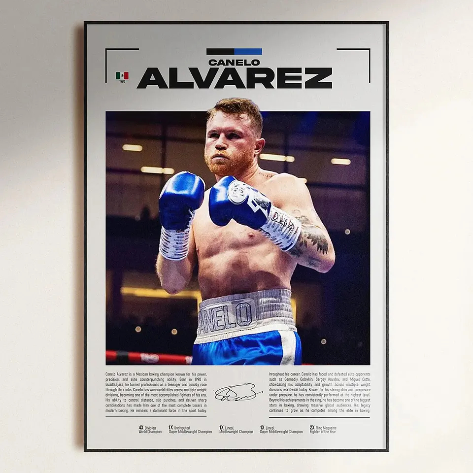 Cuadro 6 Leyendas del Boxeo Tyson, Ali, Pacquiao, Mayweather, Usyk, Álvarez + Marco 1