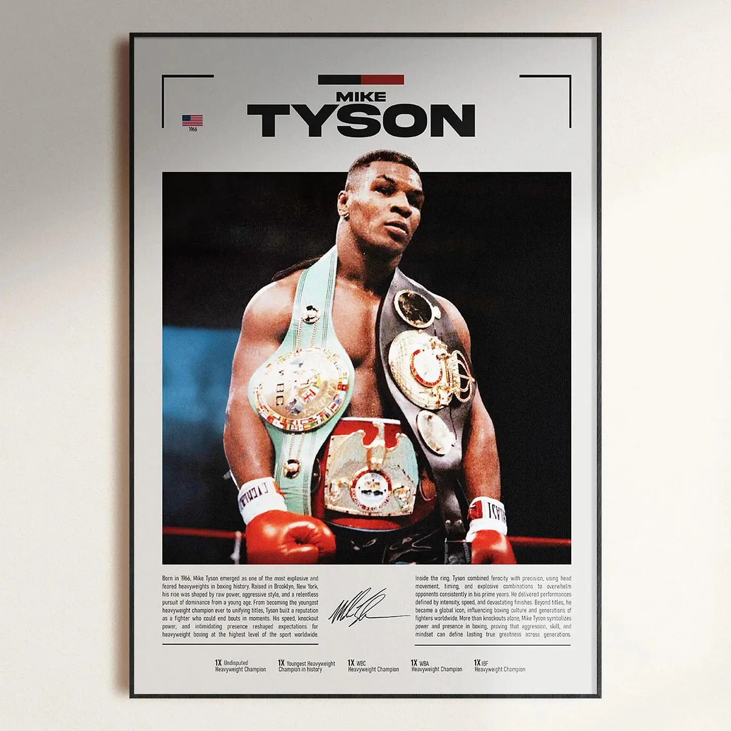 Cuadro 6 Leyendas del Boxeo Tyson, Ali, Pacquiao, Mayweather, Usyk, Álvarez + Marco 3