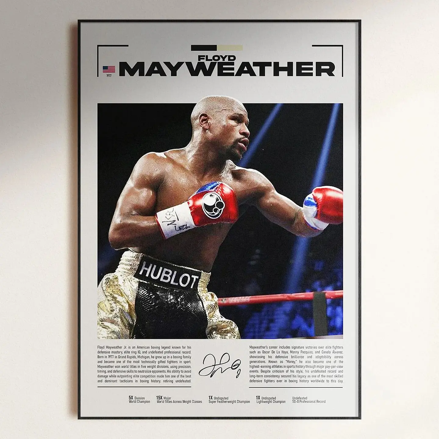 Cuadro 6 Leyendas del Boxeo Tyson, Ali, Pacquiao, Mayweather, Usyk, Álvarez + Marco 6