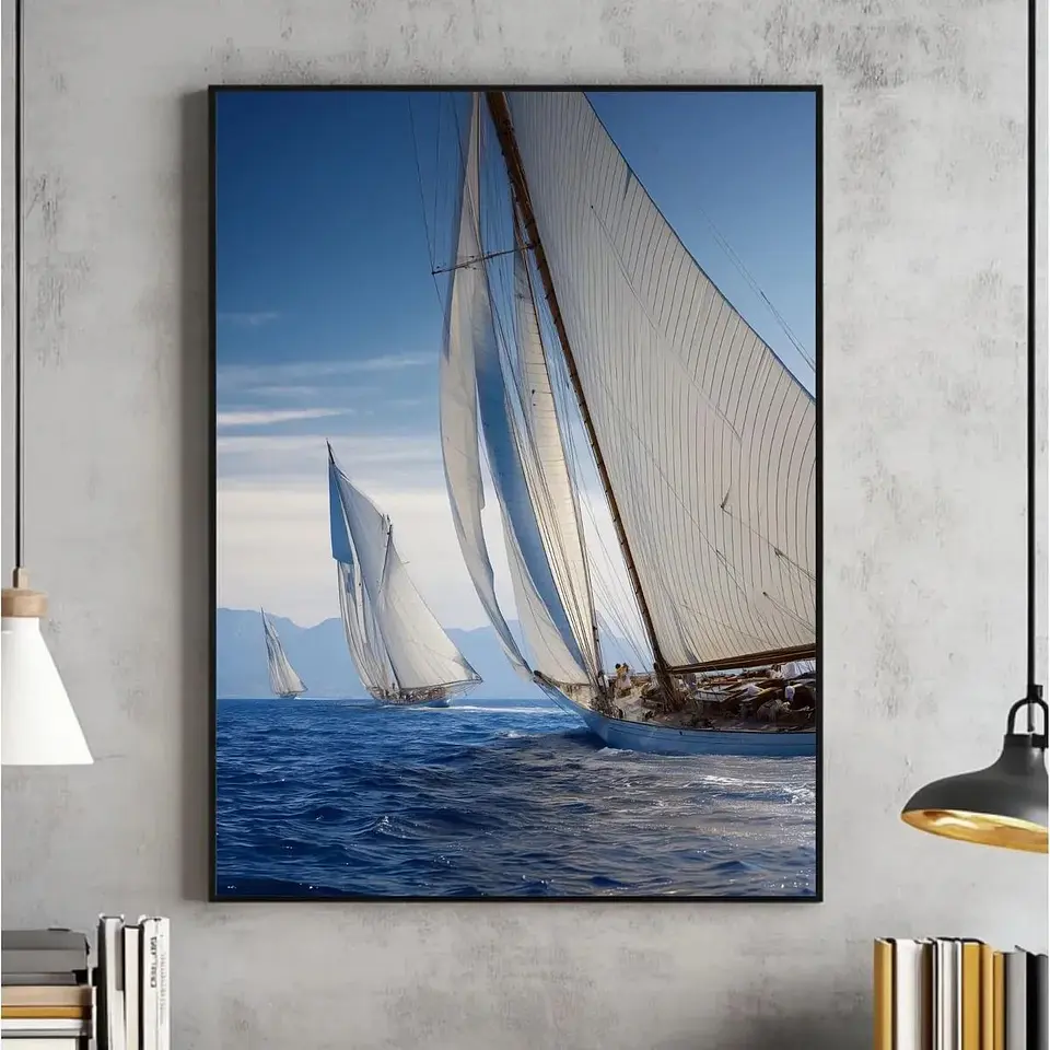 Cuadro Regata de Veleros en el Océano Arte Náutico Decorativo 1