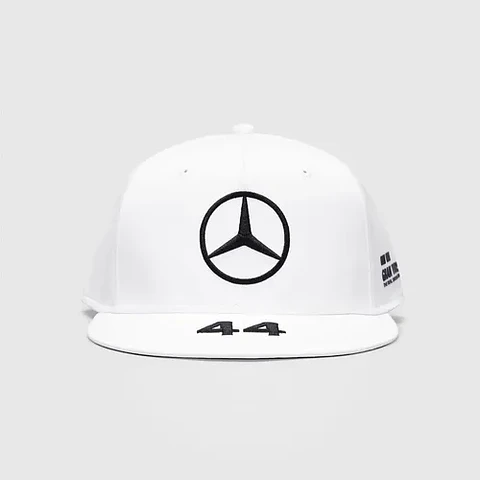 Jockey Mercedes Benz F1 Lewis Hamilton 44 Blanco Gorro Plano