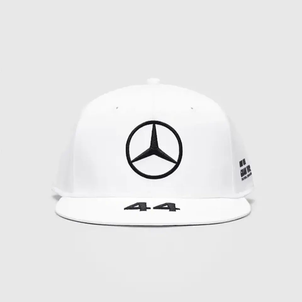 Jockey Mercedes Benz F1 Lewis Hamilton 44 Blanco Gorro Plano 2