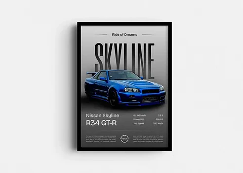 Cuadro Nissan R34 Gt-r Skylin Brian O'conner  + Marco