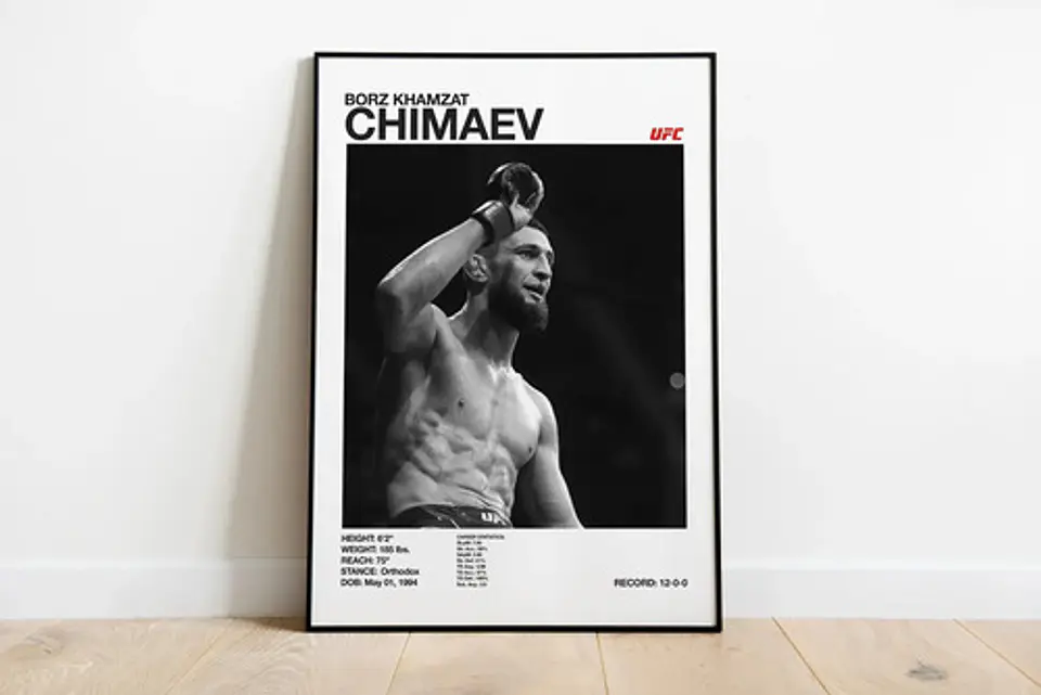 Cuadro De Khamzat Chimaev Ufc Peleador + Marco 9