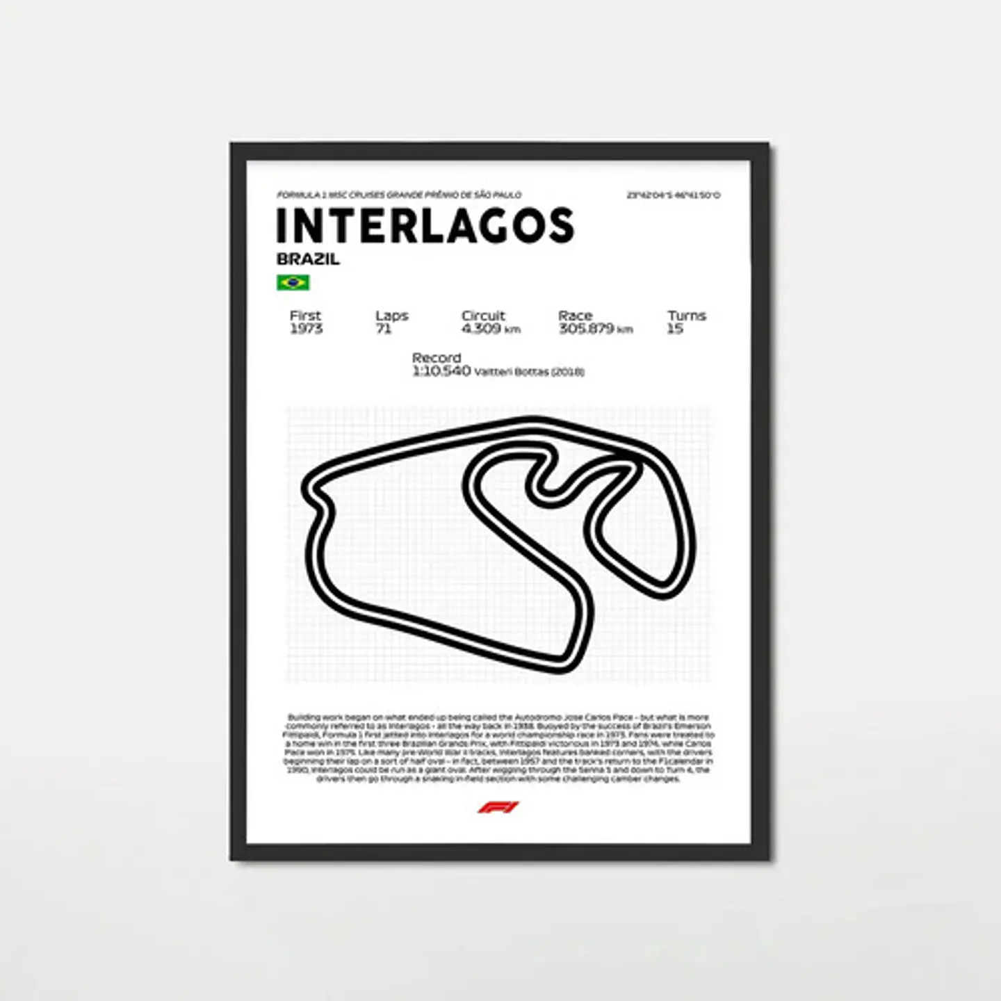 Cuadro F1 Brasil Interlagos Circuito Formula 1  Motorsport 1
