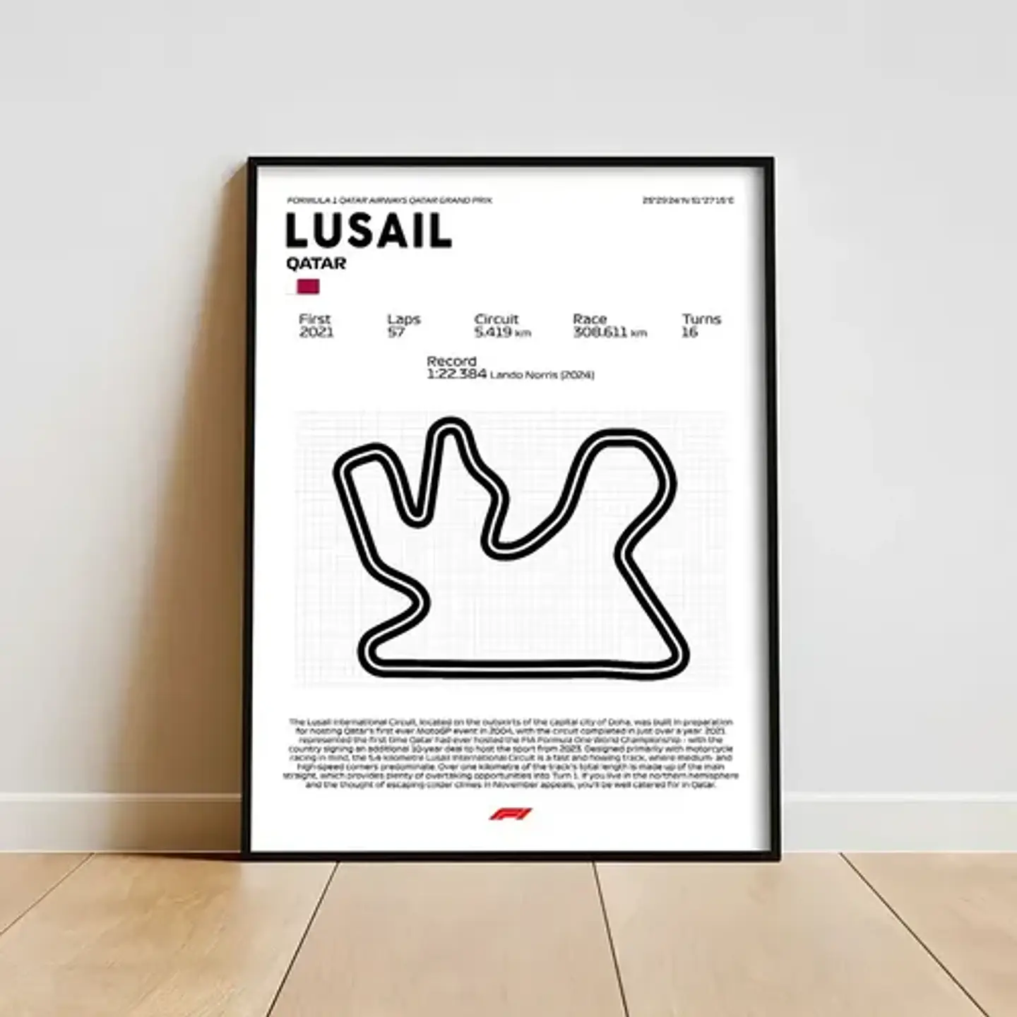 Cuadro F1 Circuito Lusail International Qatar Pista 1