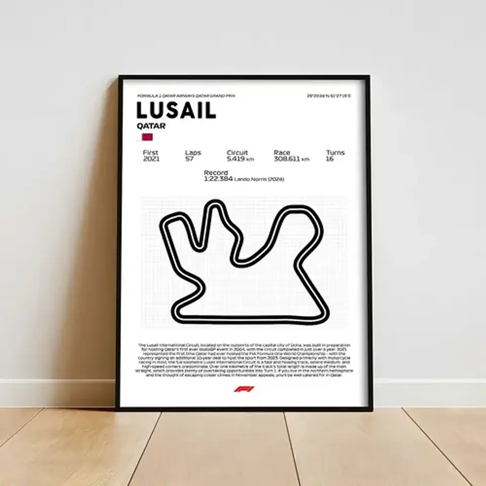 Cuadro F1 Circuito Lusail International Qatar Pista 1