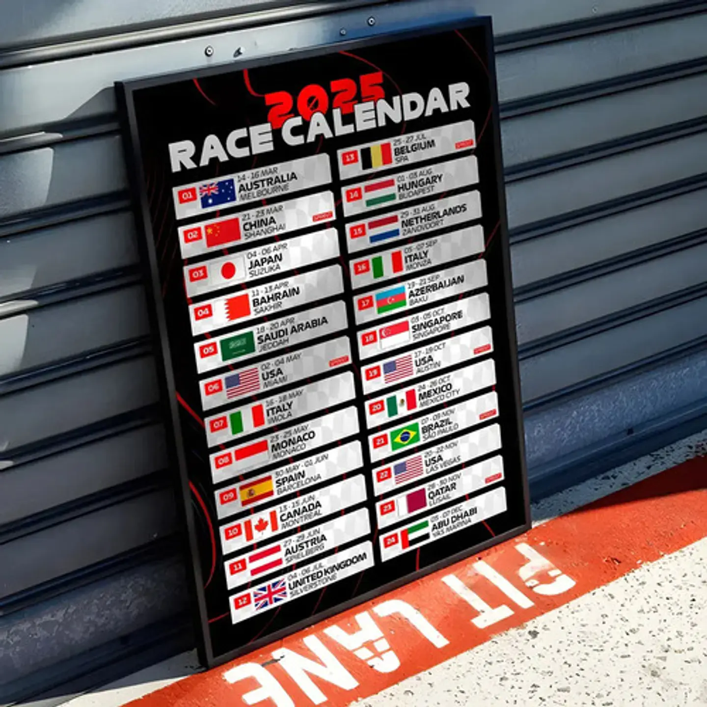 Cuadro Calendario Formula 1 2025 Grand Prix Motorsport 2