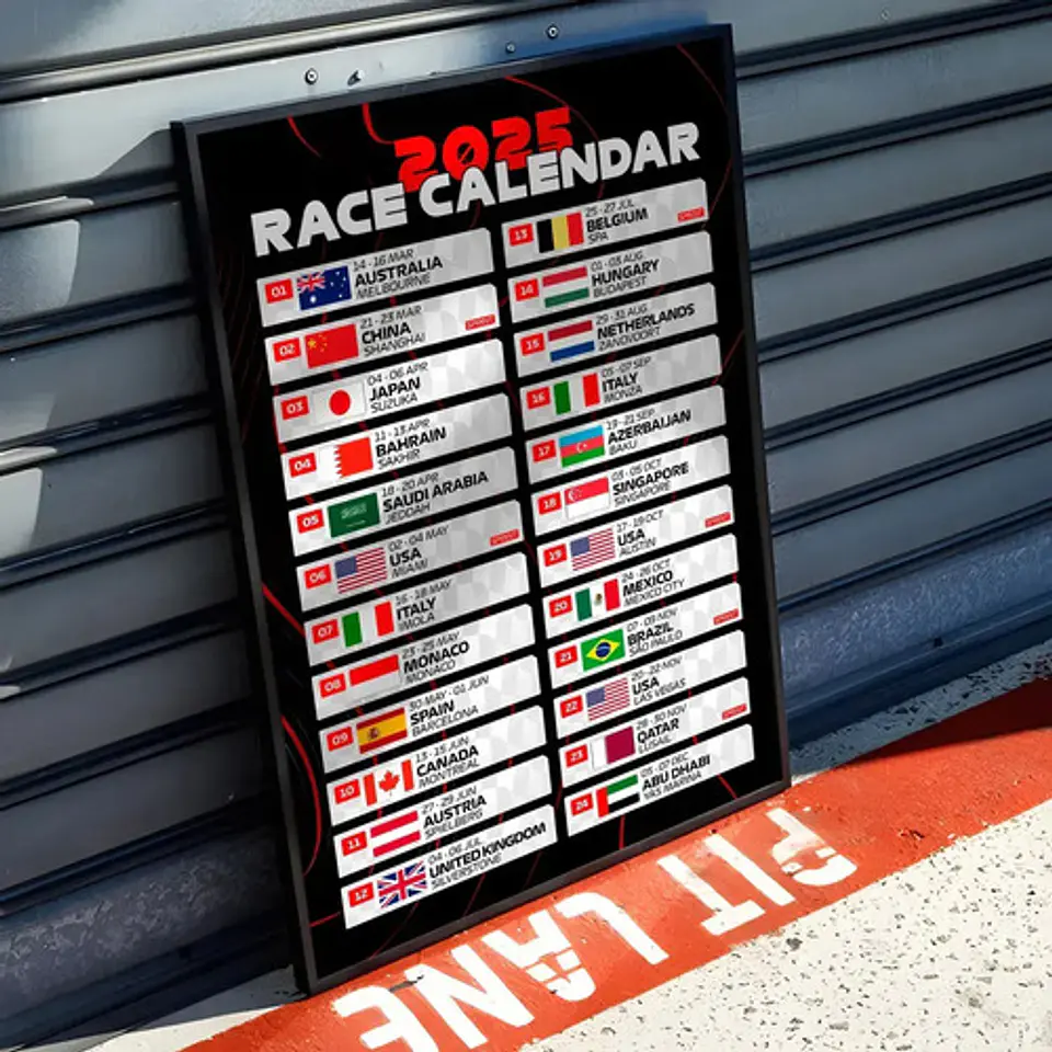 Cuadro Calendario Formula 1 2025 Grand Prix Motorsport 2