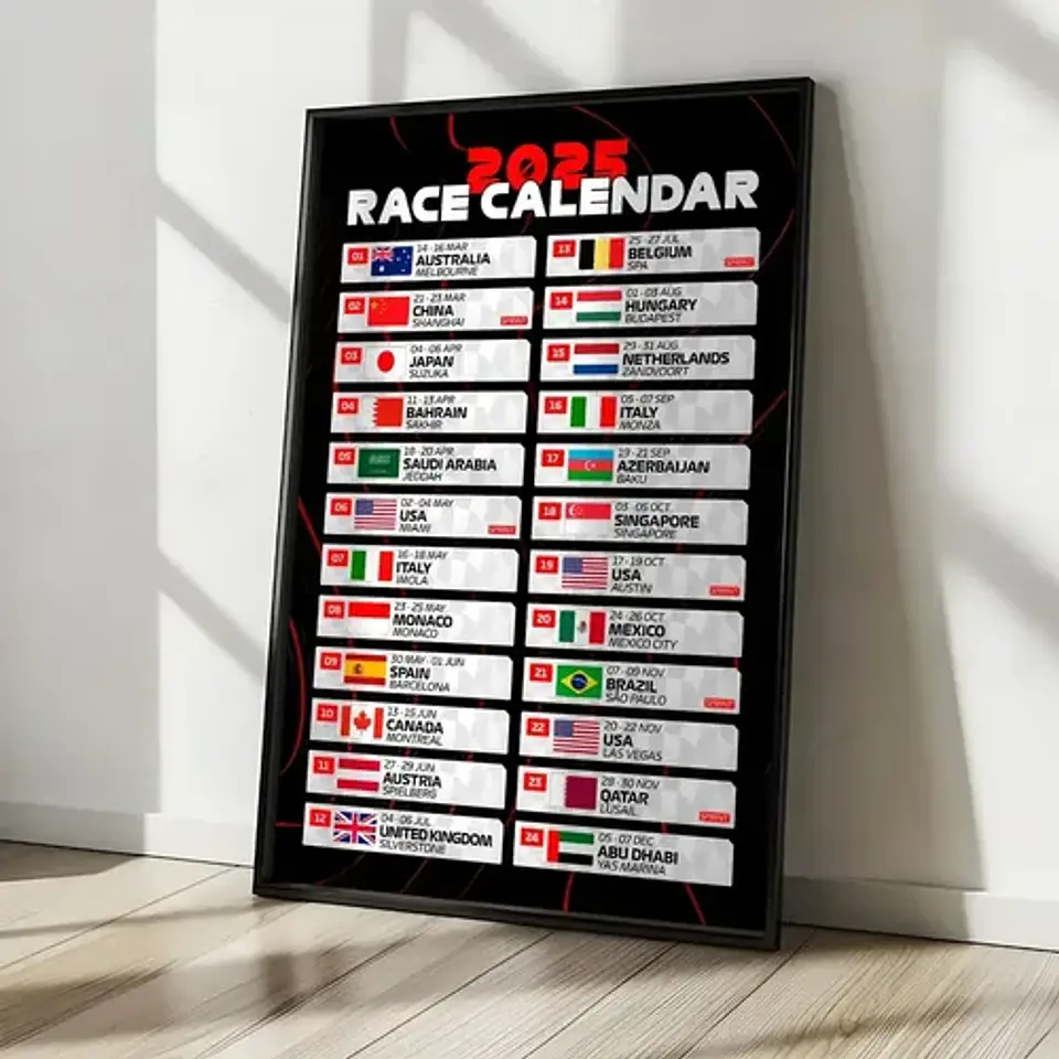 Cuadro Calendario Formula 1 2025 Grand Prix Motorsport 3