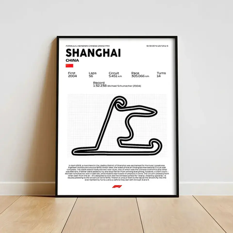Cuadro F1 Circuito De Shanghái (china Grand Prix) 1