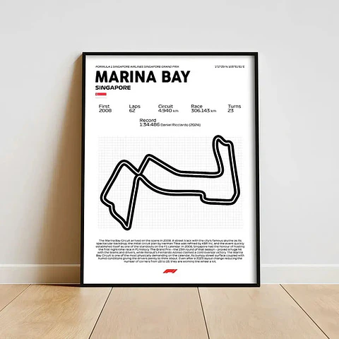 Cuadro F1 Circuito Marina Bay Singapur