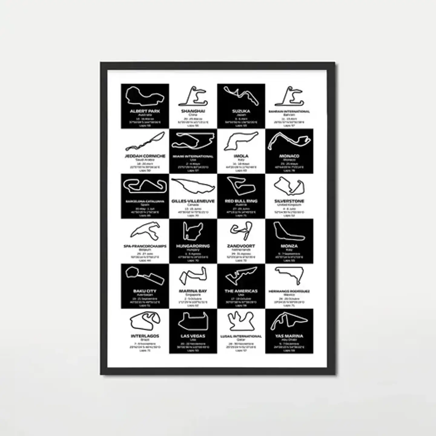 Cuadro Calendario Formula 1 2025 Pistas Gp Motorsport 1