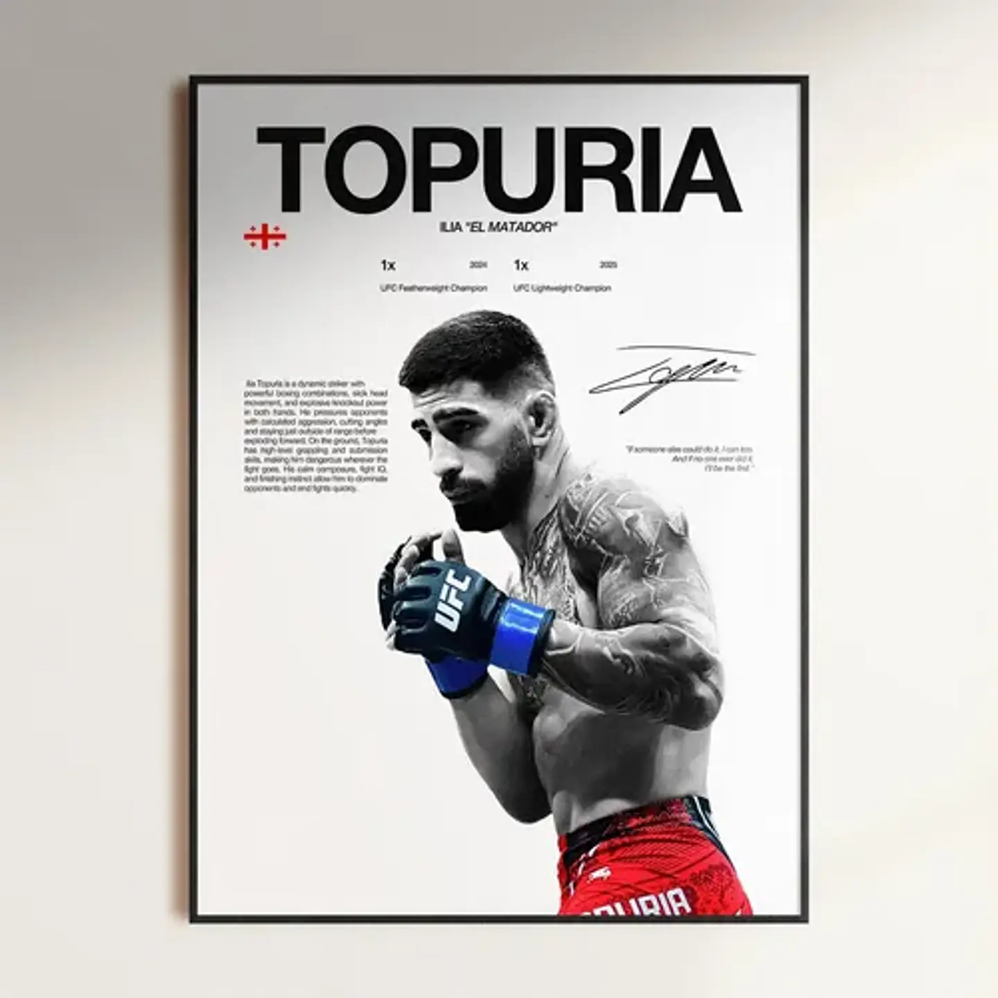6 Cuadros De Ilia Topuria Ufc I Peleador + Marco 3