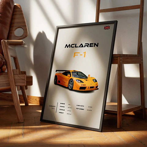 Cuadro Auto Mclaren F1 1992 Deportivo + Marco