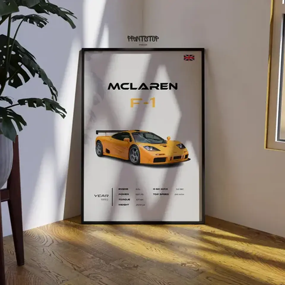 Cuadro Auto Mclaren F1 1992 Deportivo + Marco 3