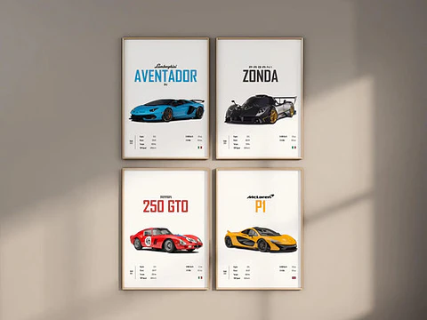 Cuadros De Autos Deportivos Zonda, P1, Aventador, 250 Gto