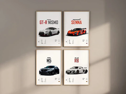 Cuadros De Autos Deportivos R8, Senna, M5, Gtr Nismo Negro