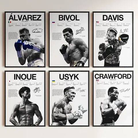 Cuadros Leyendas Boxeo Canelo, Crawford, Usyk, Bivol, Davis