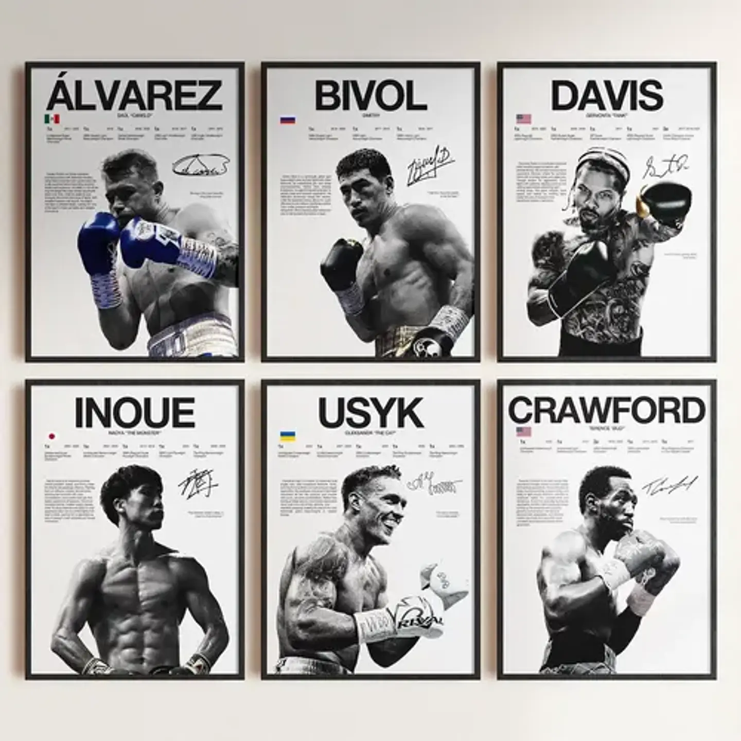 Cuadros Leyendas Boxeo Canelo, Crawford, Usyk, Bivol, Davis 1