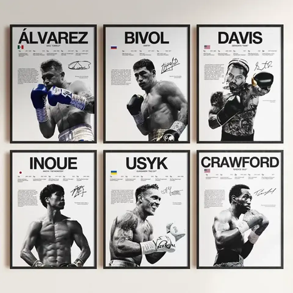 Cuadros Leyendas Boxeo Canelo, Crawford, Usyk, Bivol, Davis 1