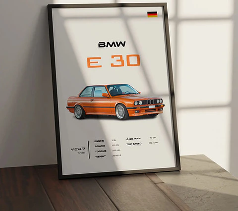 Cuadro Auto Bmw E30 Deportivo + Marco