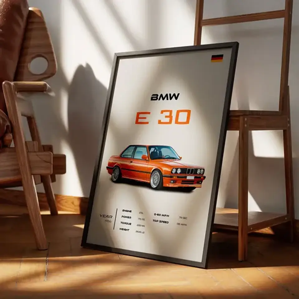 Cuadro Auto Bmw E30 Deportivo + Marco 2