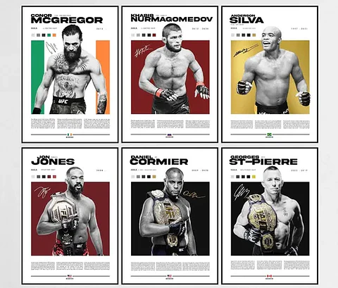 6 Cuadros Ufc Conor, Khabib, Silva, Jones, Pierre Y Cormier