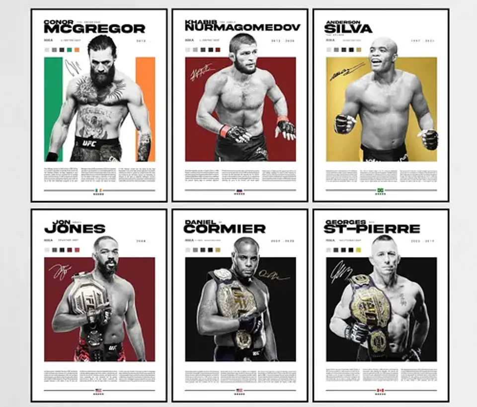 6 Cuadros Ufc Conor, Khabib, Silva, Jones, Pierre Y Cormier 1