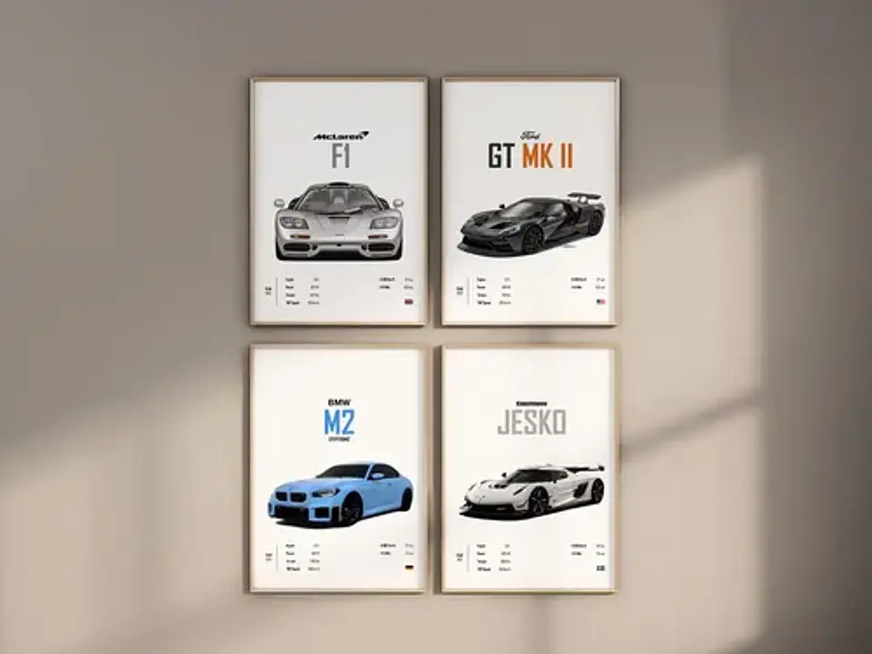 Cuadros De Autos Deportivos M2, Gt, Jesko, F1 + Marco Negro 1