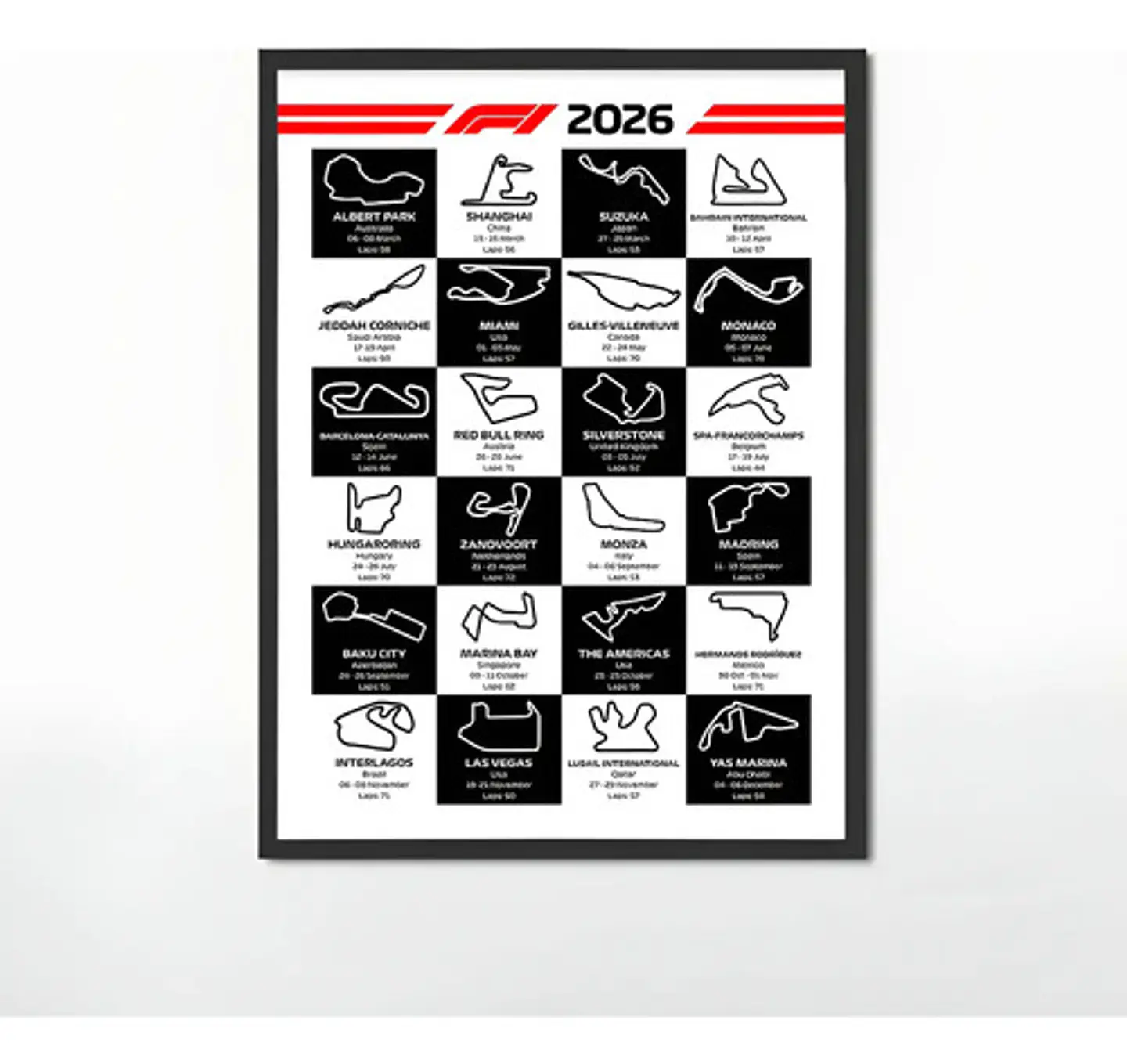 Cuadro Circuitos Formula 1 2026 F1 Calendario 5