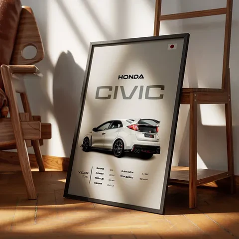Cuadro Auto Honda Civic Type-r Deportivo + Marco