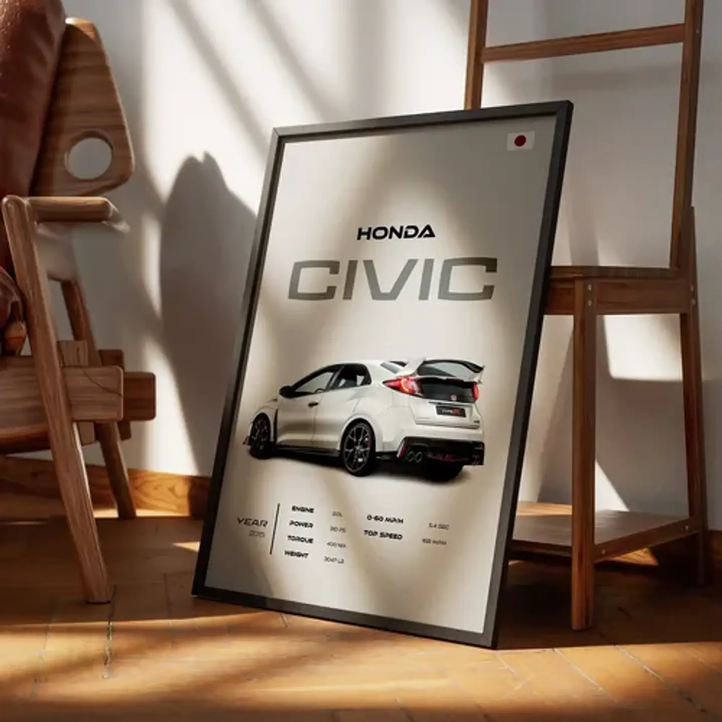 Cuadro Auto Honda Civic Type-r Deportivo + Marco 1