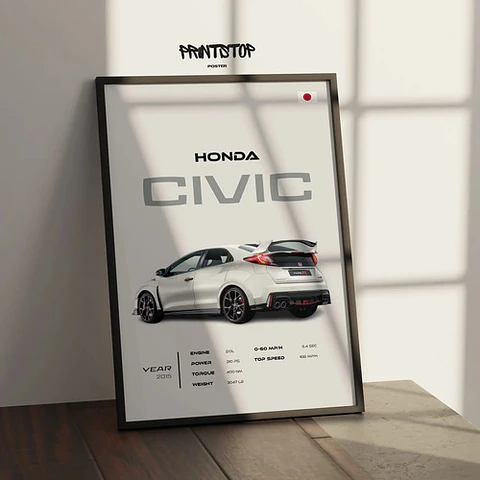 Cuadro Auto Honda Civic Type-r Deportivo + Marco