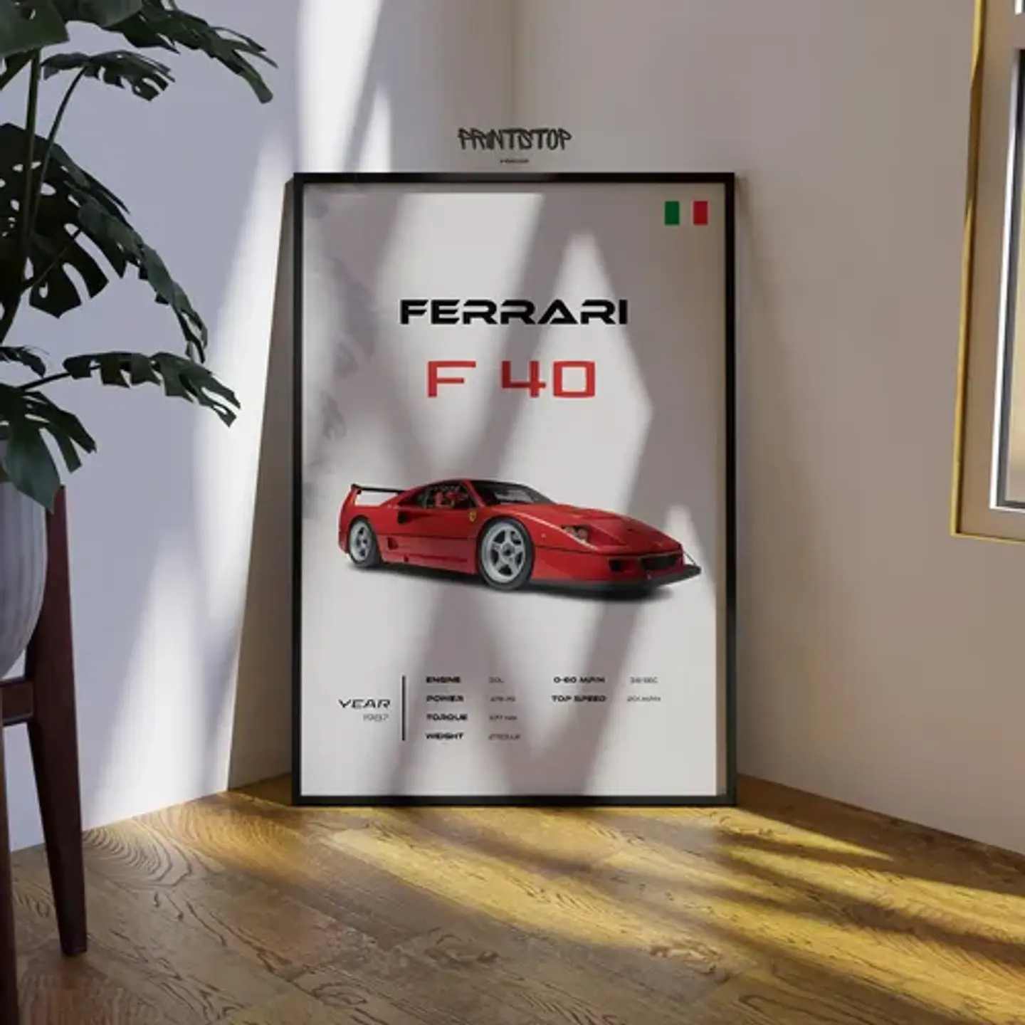 Cuadro Auto Ferrari F40 Deportivo + Marco 3