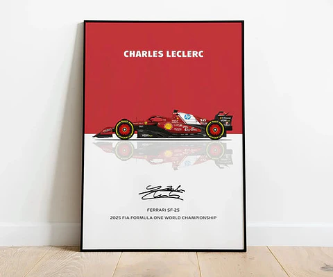 Cuadros De Scuderia Ferrari F1 Charles Leclerc 16 + Marco