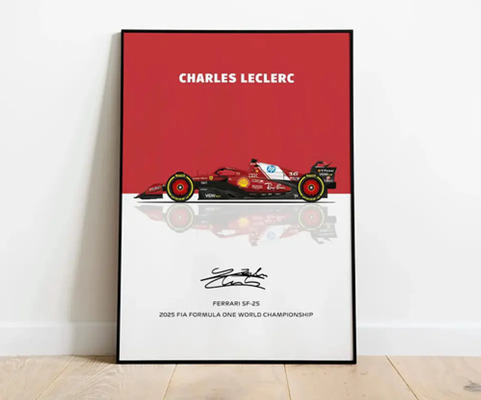Cuadros De Scuderia Ferrari F1 Charles Leclerc 16 + Marco 1