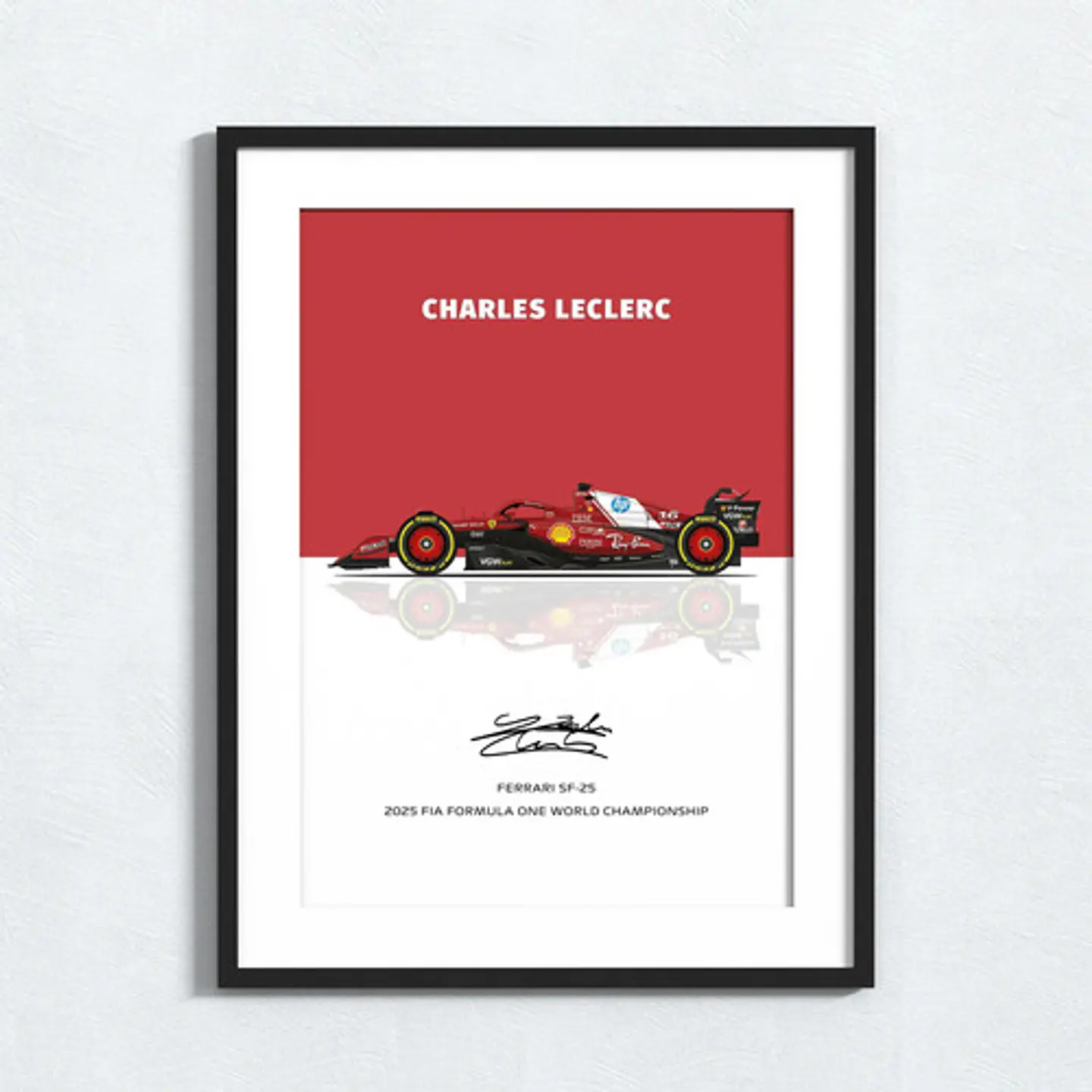 Cuadros De Scuderia Ferrari F1 Charles Leclerc 16 + Marco 3