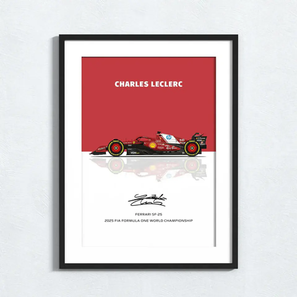Cuadros De Scuderia Ferrari F1 Charles Leclerc 16 + Marco 3