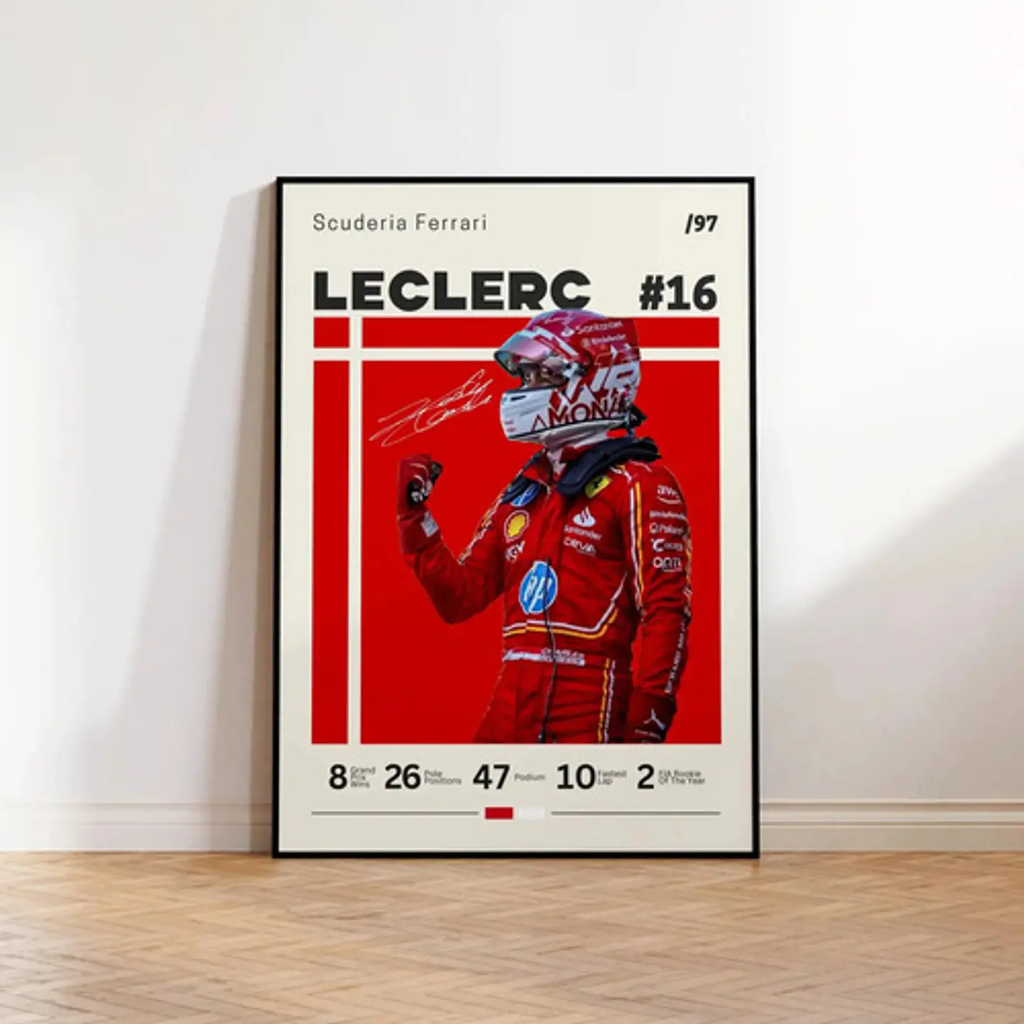 Cuadros De Scuderia Ferrari F1 Charles Leclerc 16 + Marco 4