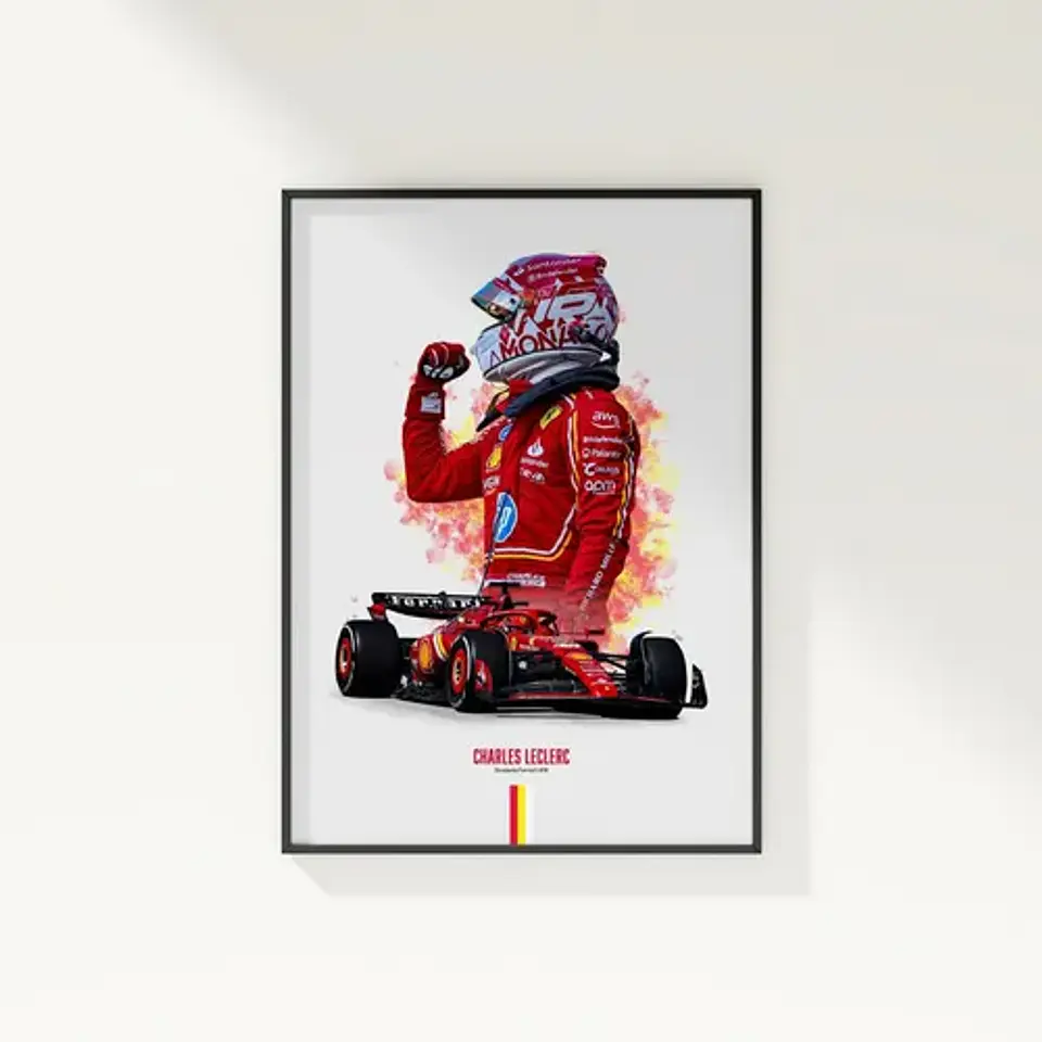 Cuadros De Scuderia Ferrari F1 Charles Leclerc 16 + Marco 5