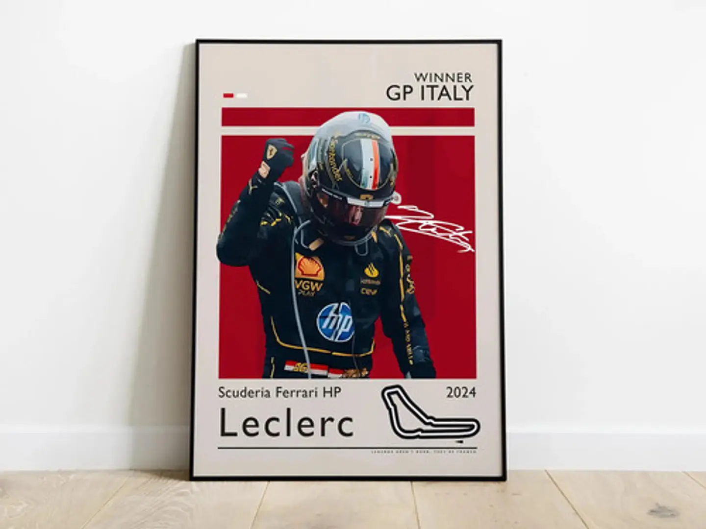 Cuadros De Scuderia Ferrari F1 Charles Leclerc 16 + Marco 7